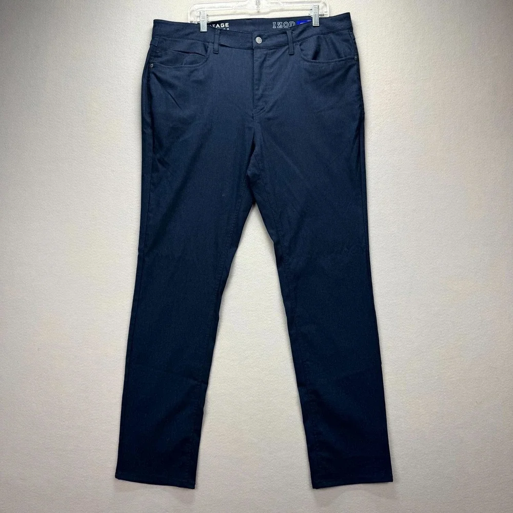 Izod Advantage Performance‎ Ankle Pants Mens 39x34* Blue Stretch Straight Fit